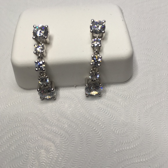 Cubic Zirconia Dangle Earrings - Picture 2 of 3